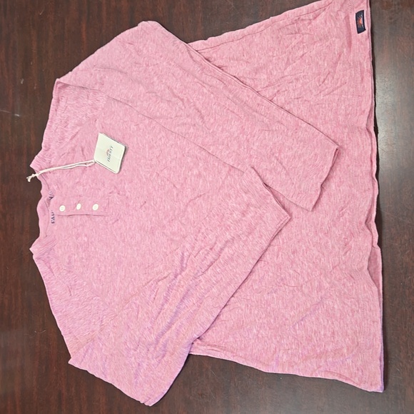 NWT Faherty Cloud Long Sleeve  Flag Faded Henley Heather Pink S - Picture 2 of 2